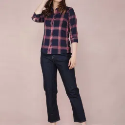 Crimsoune Club Navy & Pink Chequered Shirt image 5