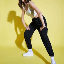 BUYNEWTREND Black & Purple High rise Joggers (Pack Of 2) image 5