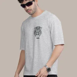 Bullmer White Melange & Black Cotton Oversized Fit Printed T-Shirt - Pack Of 2 image 5