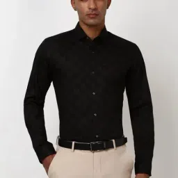 Peter England Black Cotton Slim Fit Printed Shirt-picture-18
