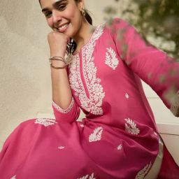 Indo Era Pink Regular Fit Embroidered Kurta-picture-40