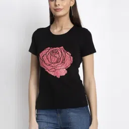 Global Republic Black Floral Print T-Shirt-picture-40