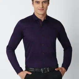 Peter England Purple Cotton Regular Fit Shirt-picture-34