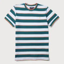 Gini & Jony Kids Green & White Cotton Striped T-Shirt-picture-16