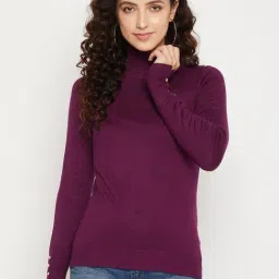 MADAME Purple High Neck Sweater-image-37