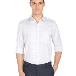 Ad By Arvind White & Grey Cotton Regular Fit Striped Shirt-picture-29