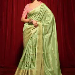 Saree Mall Green & Golden Silk Woven Saree With Unstitched Blouse-picture-16