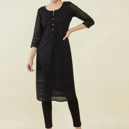 Soch Black Embroidered Straight Kurta-picture-16