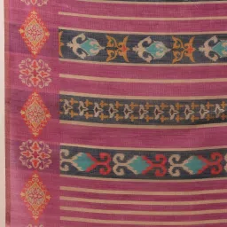 Silk Land Beige & Pink Printed Saree With Unstitched Blouse image 5