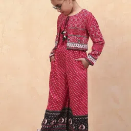 Biba Girls Red Printed Jumpsuit image 5