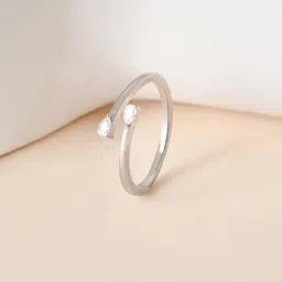 Touch925 Silver Dual Teardrop CZ Stone Band Ring for Women-picture-35