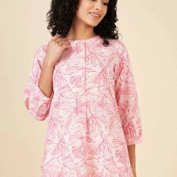 Akkriti by Pantaloons Pink Cotton Printed A Line Short Kurti-picture-34