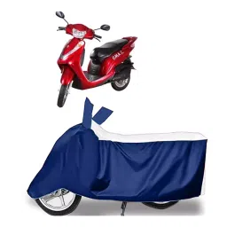 Auto Pearl Two Wheeler Cover for Lohia Oma Star - White, Blue-picture-14