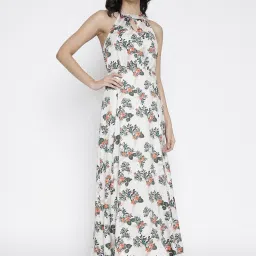 La Intimo Cream Relaxed Fit Printed Dress image 5