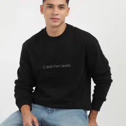 Calvin Klein Jeans Black Cotton Regular Fit Logo Printed Sweatshirt image 5