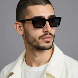 Ted Smith Black UV Protection Rectangular Unisex Sunglasses-picture-24