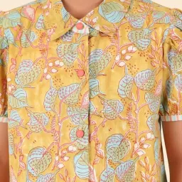 Fabindia Girls Yellow Cotton Hand Block Printed Dress image 5