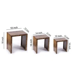 Ikiriya Oakland Brown Sheesham Wood Nesting Table Teak Finish - Set of 3 image 5