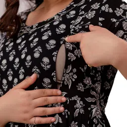 ANUOM Floral Print A-Line Midi Dress image 5