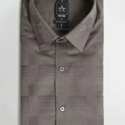 Arrow New York Grey Cotton Slim Fit Checks Shirt image 5