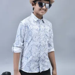 Crimsoune Club Kids Blue Floral Print Full Sleeves Shirt-picture-25