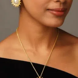 Abdesigns Gold-Tone Plated Minimal Pendant & Earring Set-picture-36