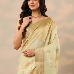 Libas Gold Woven Design Saree With Unstitched Blouse image 5
