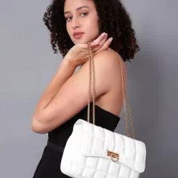 Carlton London White Quilted Medium Sling Handbag-picture-37