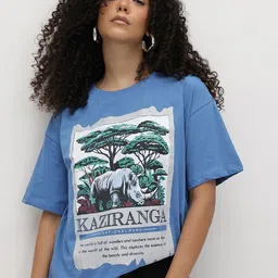 The Roadster Life Co. Graphic Printed Drop-Shoulder Sleeves Pure Cotton Oversized T-shirt-picture-33