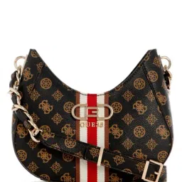 GUESS Mocha NELKA Printed Medium Hobo Bag-image-0