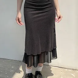 LULU & SKY Women Polka Dot Printed A-Line Midi Skirts-picture-37