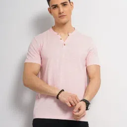 celio* Pink Straight Fit Henley T-Shirt-image-13