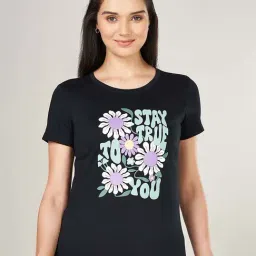 Honey by Pantaloons Black Cotton Printed T-Shirt-image-30