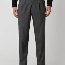 Van Heusen Grey Regular Fit Checks Trousers-picture-20