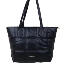 Carlton London Black Textured Large Tote Handbag image 2