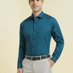 Allen Solly Blue Cotton Slim Fit Printed Shirt image 3