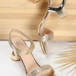 Carlton London Women's Gold Ankle Strap Sandals-picture-20