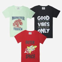 Vimal Jonney Girls Multicolor Printed T-Shirt (Pack Of 3)-picture-37