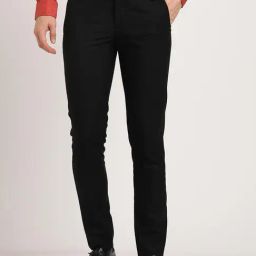 Turtle Black Ultra Slim Fit Chequered Trousers-picture-35