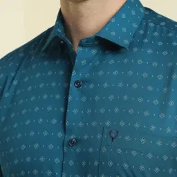 Allen Solly Blue Cotton Slim Fit Printed Shirt image 4