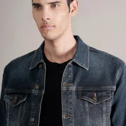 Cantabil Dirty Blue Regular Fit Self Pattern Denim Jacket image 5