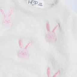 HOP Baby by Westside White Bunny Design Sweater image 3