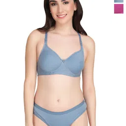 Liigne Pack Of 2 Women Everyday Padded Bra Pure Cotton Lingerie Set-picture-39