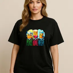 Anikmart Women Dri-FIT Typography Printed Round Neck Cotton Oversized T-shirt-image-84