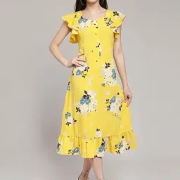 Melon By plusS Yellow Printed A-Line Dress-picture-35