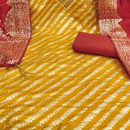 LeeliPeeri Designer Woven Design Gotta Patti Banarasi Jacquard Unstitched Dress Material image 2