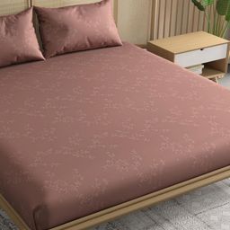 Trance Home Linen Rose Floral 300 TC Egyptian Cotton Queen Bedsheet with 2 Pillow Covers-picture-1
