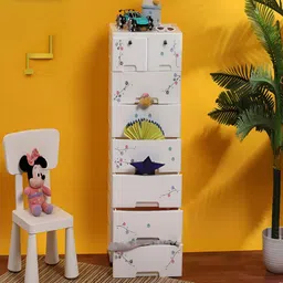 The Tickle Toe Kids White Printed Durable & Eco-Friendly 8-Drawer Storage Chest-image-72