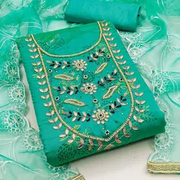 KIMISHA Floral Embellished Beads and Stones Unstitched Dress Material-image-26
