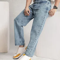 WROGN Men Pure Cotton Loose Fit Heavy Fade Jeans-picture-1